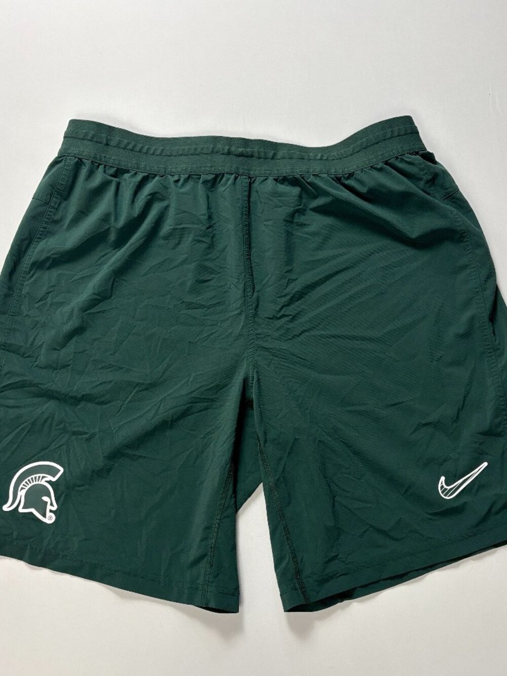 Michigan State University Nike Mens Athletic Shorts Green Sz L Dri Fit Spartans